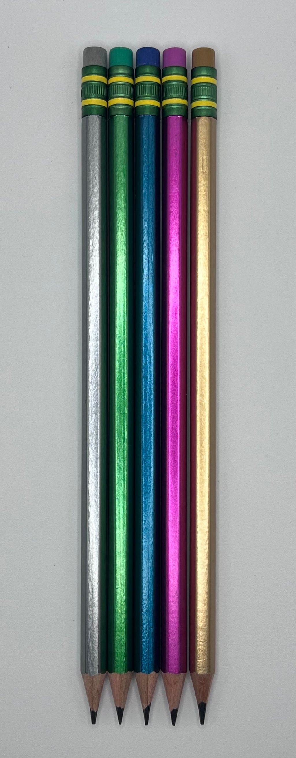 5 Pack- Metallic Personalized Pencils